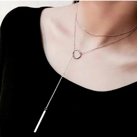 Jewelry - NEW 925 Sterling Silver Circle Long Chain Necklace